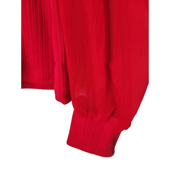 Women's Red Nine West L Chiffon Puff Long Sleeve - Picture 4 of 5
